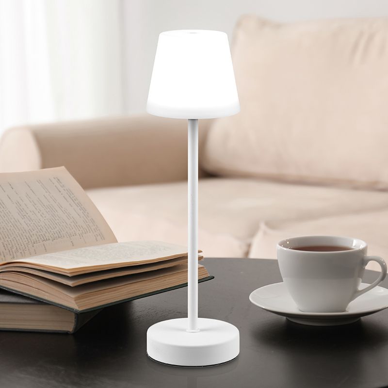 Bílá nabíjecí stolní lampa plastová, Suman, 2W, LED nastavitelný od teplé po studenou bílou, IP44, s dotykovým stmívačem