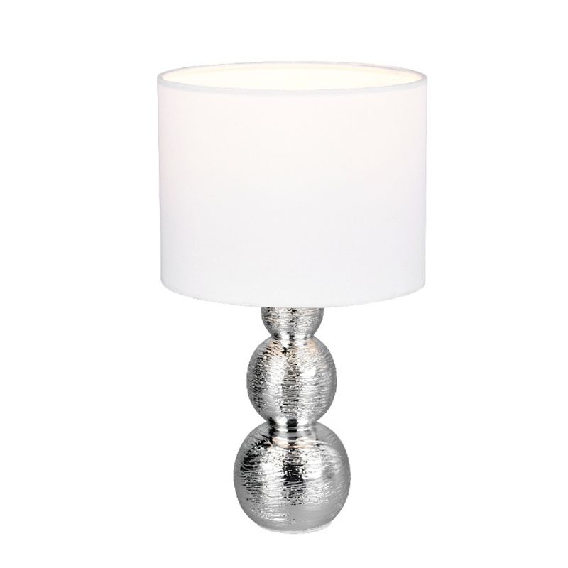 Keramická stolní lampa stříbrná, Leonhard, s vypínačem
