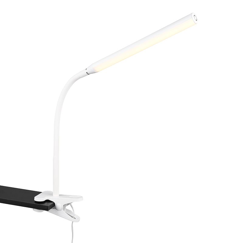 Bílá lampa s klipem moderní, Rommert, 5W, LED nastavitelný od teplé po studenou bílou, s dotykovým stmívačem
