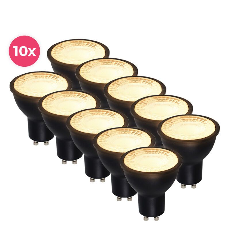 Balení 10 kusů černého stmívatelného LED bodového světla GU10 Antonie, 5 Wattů, 2700K (teplá bílá) Balení 10 kusů černého stmívatelného LED bodového světla GU10 Antonie, 5 Wattů, 2700K (teplá bílá)