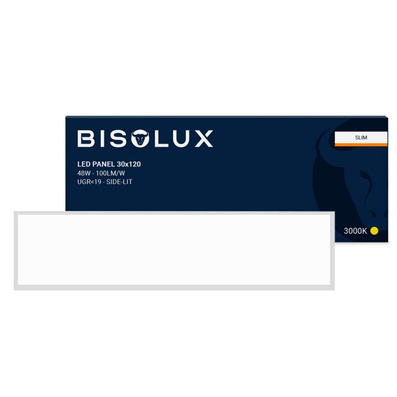 LED panel Bisolux 120x30 cm - 38W - 3000K - UGR<19 - s bočním osvětlením LED panel Bisolux 120x30 cm - 38W - 3000K - UGR<19 - s bočním osvětlením