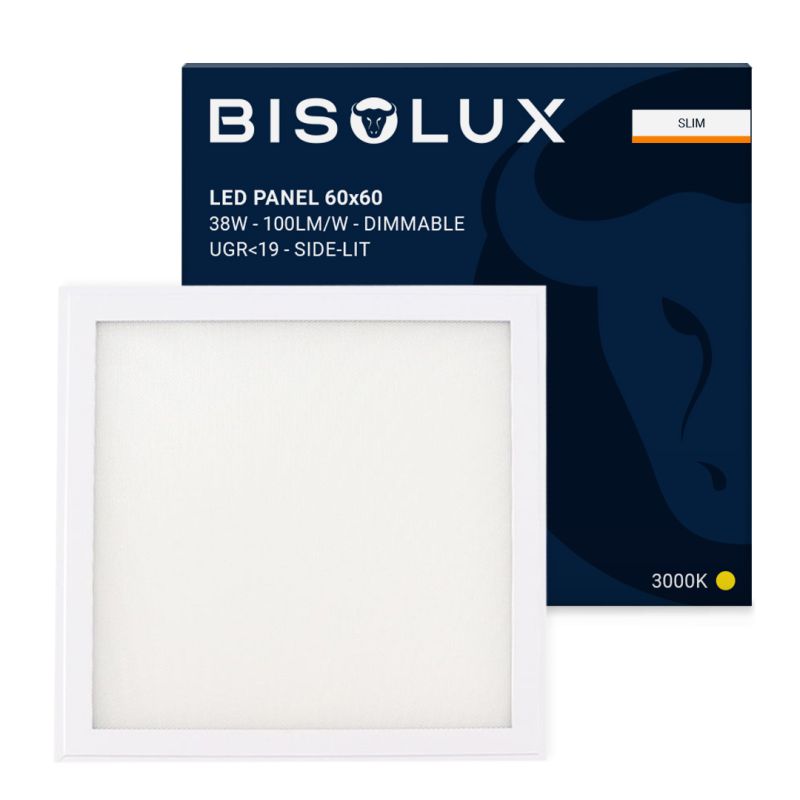 LED panel Bisolux 60x60 cm - 38W - 3000K - Stmívatelný - UGR<19 - Boční osvětlení