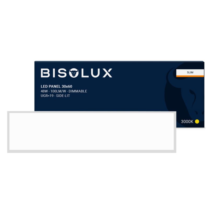 LED panel Bisolux 120x30 cm - 38W - 3000K - Stmívatelný - UGR<19 - Boční osvětlení