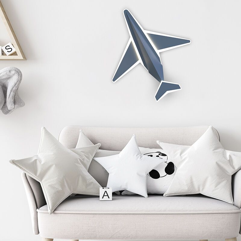 Moderní nástěnná lampa do dětského pokoje modrá, Jet, 24W, LED 3000 K, s 3stupňovým stmíváním Moderní nástěnná lampa do dětského pokoje modrá, Jet, 24W, LED 3000 K, s 3stupňovým stmíváním