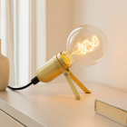Kovová stolní lampa zlatá, Gidon, s vypínačem