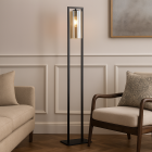 Industriální stojací lampa černá, Tonia, s vypínačem