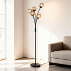 Designová stojací lampa jantarová, Stacy, s vypínačem