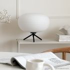 Japandi stolní lampa bílá, Davide, s vypínačem