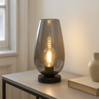 Designová stolní lampa šedá, Andy, s vypínačem