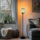 Designová stojací lampa jantarová, Dolf, s vypínačem