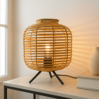 Rustikální stolní lampa hnědá, Pinar, s vypínačem