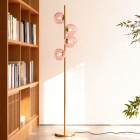 Designová stojací lampa mosazná, Remo, s vypínačem