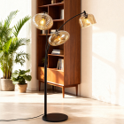 Moderní stojací lampa jantarová, Caia, s vypínačem