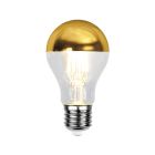 Stmívatelná LED žárovka Malik s horním zrcadlem E27, zlatá, A60, 4,8 W, 2700 K, IP44