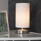 Látková stolní lampa bílá, Merinde, s vypínačem