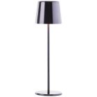 Moderní nabíjecí venkovní stolní LED lampa černá, Skander, 4W, LED nastavitelný od teplé po studenou bílou, IP44, s dotykovým stmívačem