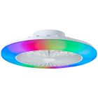 Moderní stropní ventilátor bílý, Sofieke, 40W, RGBW LED, s dálkovým ovládáním