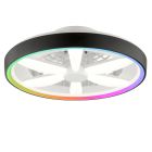 Plastový stropní ventilátor černý, Roos, 48W, LED RGBW, s dálkovým ovládáním