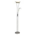 Skleněná stojací čtecí lampa chromová, Ivan, 18W, LED 3000 K, s vypínačem