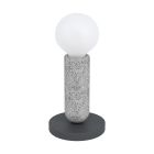 Ocelová rustikální stolní lampa antracitá, Patrycja, s vypínačem