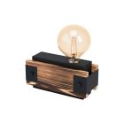 Dřevěná industriální stolní lampa hnědá, Dragana, s vypínačem