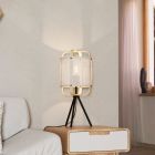 Látková retro stolní lampa bílá, Rocco, s vypínačem