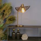Ocelová vintage stolní lampa bronzová, Suraj, s vypínačem