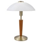 Dřevěná klasická stolní lampa bronzová, Miam, s dotykovým stmívačem