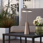 Ocelová moderní stolní lampa bronzová, Ishika, 2,8W, LED white switch, IP54, s dotykovým stmívačem