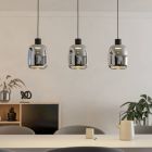 Skleněné moderní chytré závěsné světlo černé, Tamika, 3,7W, LED RGBW