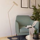 Ocelová moderní stojací lampa béžová, Vahid, s vypínačem