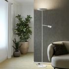 Ocelová moderní stojací lampa bílá, Crijn, 26,5W, LED 2700 K, s dotykovým stmívačem