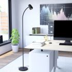 Ocelová moderní stojací lampa černá, Sahila, s vypínačem