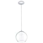 Skleněné designové závěsné světlo chromové, Silvijn