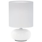 Látková stolní lampa bílá, Matthew, s vypínačem