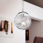 Skleněné designové závěsné světlo chromové, Zakria