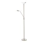 Skleněná designová stojací čtecí lampa niklová, Brava, 20W, LED 3000 K, s vypínačem