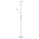 Skleněná designová stojací čtecí lampa chromová, Brava, 20W, LED 3000 K, s vypínačem