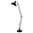 Kovová industriální stojací lampa černá, Josha, s vypínačem
