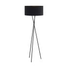 Látková moderní trojnohá stojací lampa černá, Anuschka, s vypínačem