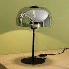 Skleněná stolní lampa černá, Miam, s vypínačem