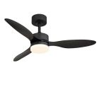 Černý moderní stropní ventilátor kovový, Herre, 20W, nastavitelný LED s teplým až studeným bílým světlem, s dálkovým ovládáním