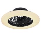 Černý moderní stropní ventilátor z plastu, Joni, 40W, nastavitelný výkon LED světla z teplé až studené bílé, s dálkovým ovládáním