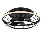 Černý kovový stropní ventilátor s průmyslovým osvětlením, Jorne, 30 W, nastavitelný výkon LED diod v teplé až studené bílé barvě, s dálkovým ovládáním