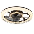Černý stropní ventilátor z akrylu, Kaleb, 30 W, nastavitelný LED svítivost od teplé do studené bílé, s dálkovým ovládáním