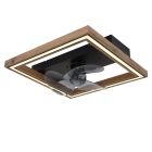 Hnědý moderní stropní ventilátor z plastu, Lamyea, 24W, nastavitelný LED svítivost od teplé do studené bílé, s dálkovým ovládáním