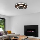 Stropní ventilátor Maha v černém kovovém provedení, 36W, nastavitelný LED svítivost od teplé do studené bílé, s dálkovým ovládáním