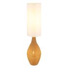 Látková rustikální stojací lampa bílá, Nelleke, s vypínačem