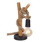 Provazová rustikální stolní lampa dřevěná, Nigoc
