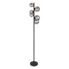 Skleněná designová stojací lampa černá, Melinda, s vypínačem